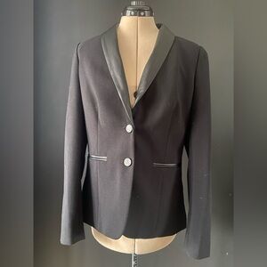 Lord & Taylor Black Women's Blazer with Leather Trim size 10